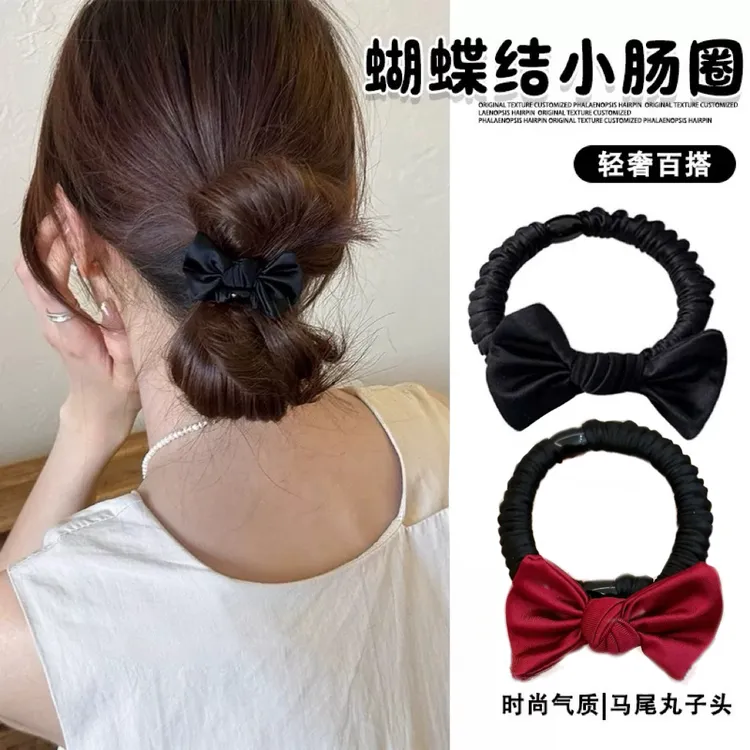 韩版超仙温柔高弹力蝴蝶结小肠发圈简约少女风不伤发不扯发头绳