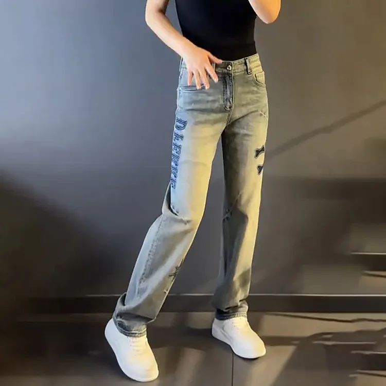 轻奢男装大码潮牌宽松韩版阔腿牛仔裤潮爆款新款2025年直筒高级感