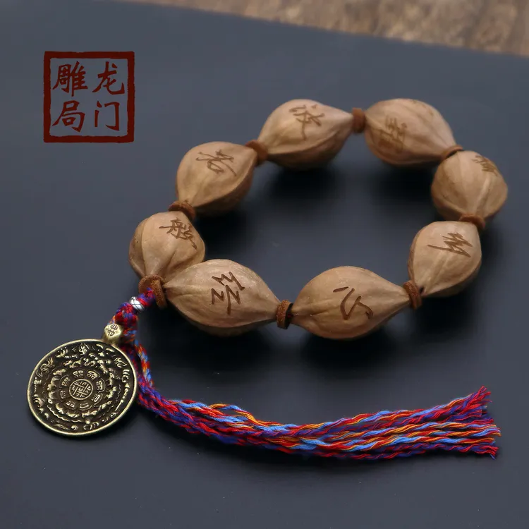 橄榄梅林铁核纯手工鲨鱼手串核雕雕刻手持尺寸原皮刻字文玩把件