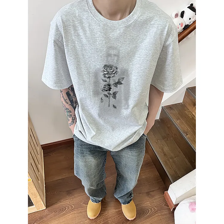 100%纯棉320克重磅男士半袖圆领时尚美式潮印花T恤短袖夏个性印花