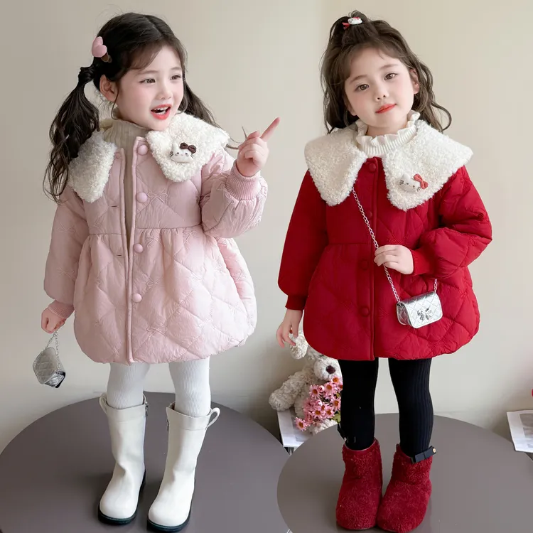 女童棉服外套秋冬款2025新款洋气加绒加厚棉袄儿童女宝宝冬装棉衣