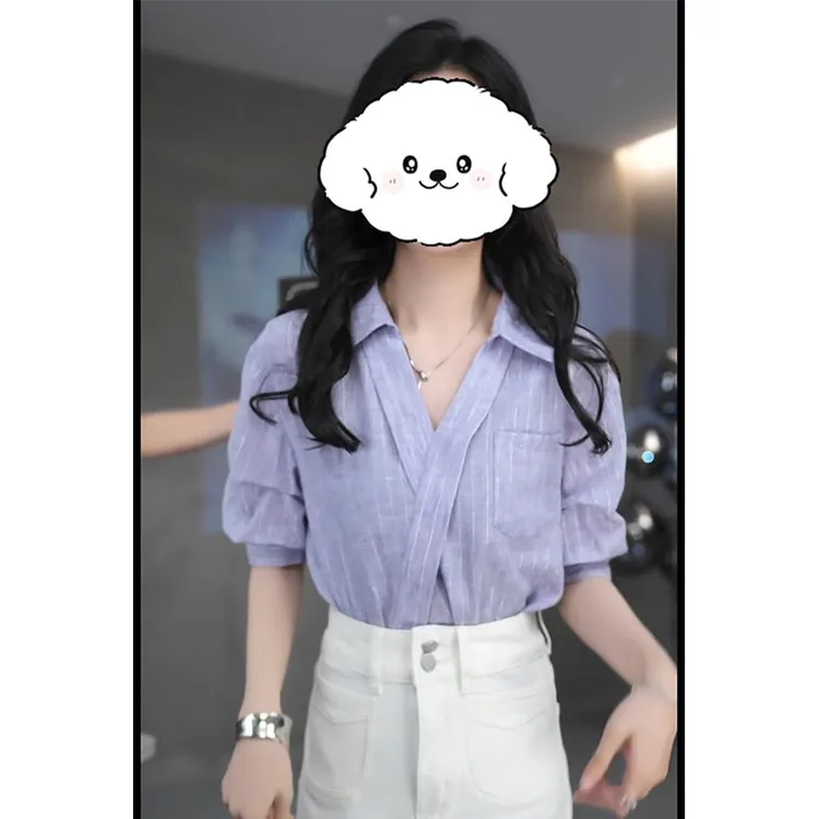 女装衬衫时尚百搭2025年夏季新款短袖ins风设计感高级感上衣潮款