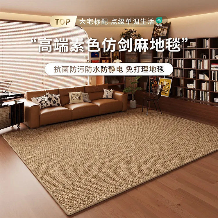 仿剑麻地毯客厅耐磨仿猫爪免洗侘寂中古风地垫奶油高级卧室床边毯