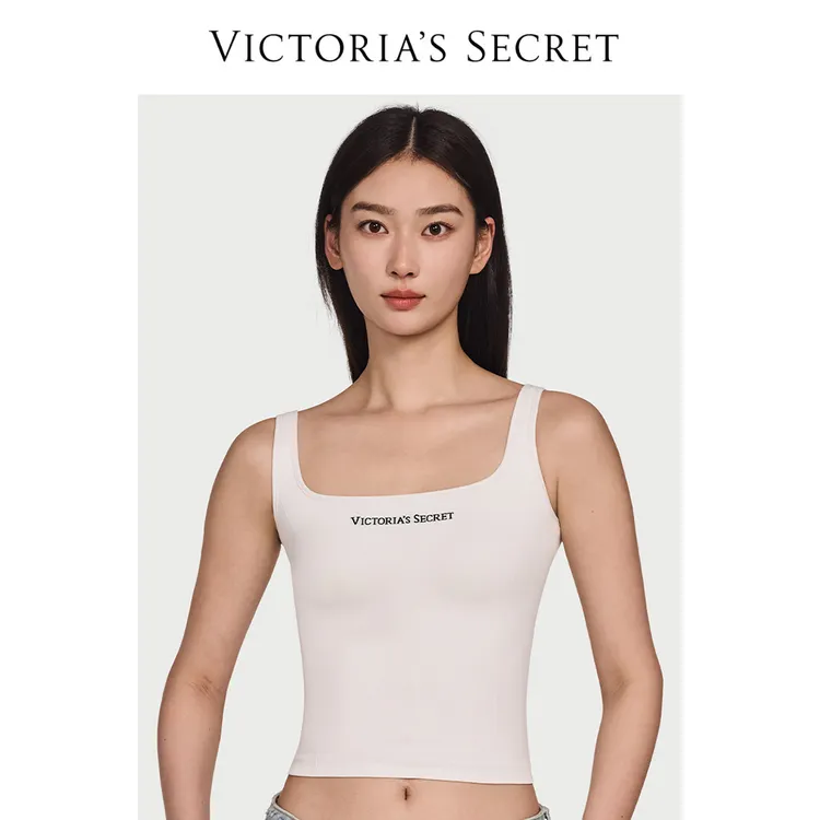 【维多利亚的秘密】维密 一体运动可外穿无钢圈 辣妹方领背心式文胸