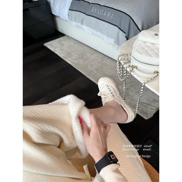 杜总家 加绒奶白裤*秋冬加棉女高腰垂感直筒阔腿慵懒长休闲裤冬季