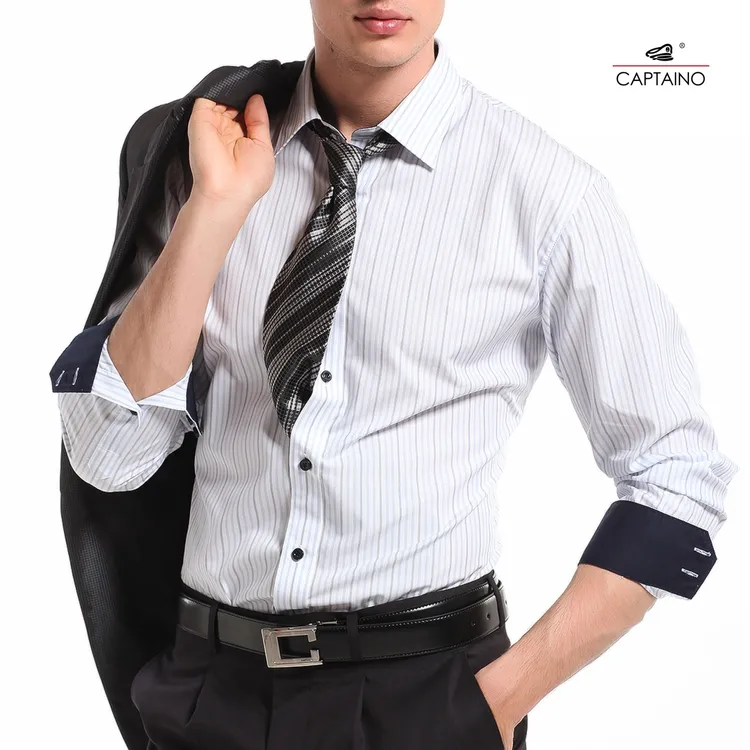 凯普狄诺｜品牌专柜撤柜精品休闲衬衫/黑色条纹韩版衬衣秋冬款