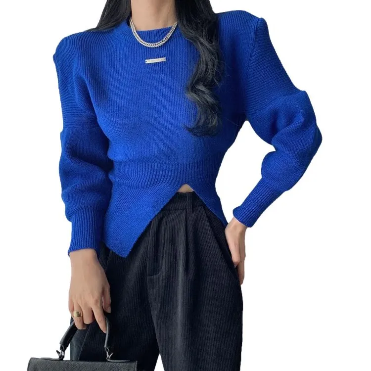 不规则别致毛衣设计感小众泡泡长袖上衣洋派内搭针织打底衫女秋冬