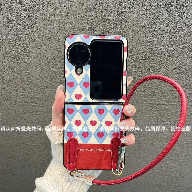 （OPPOfindN3flip系列)金属折叠皮纹适用OPPOfindN3flip手机壳防摔