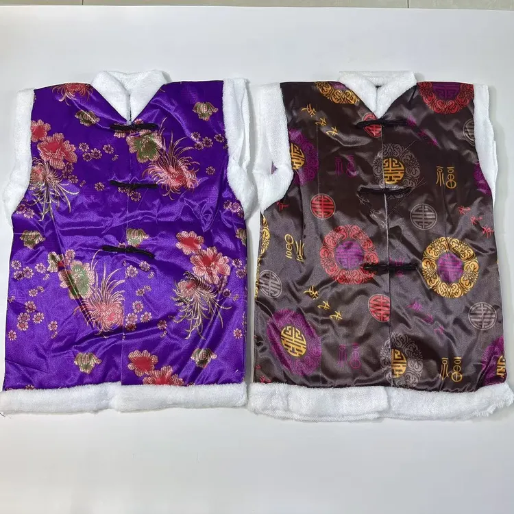 高档提花棉坎肩两件套 布加棉