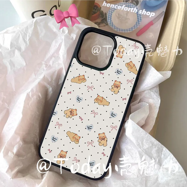 新款韩系ins风可爱黄油小熊适用苹果16手机壳15小众14高级13新款1
