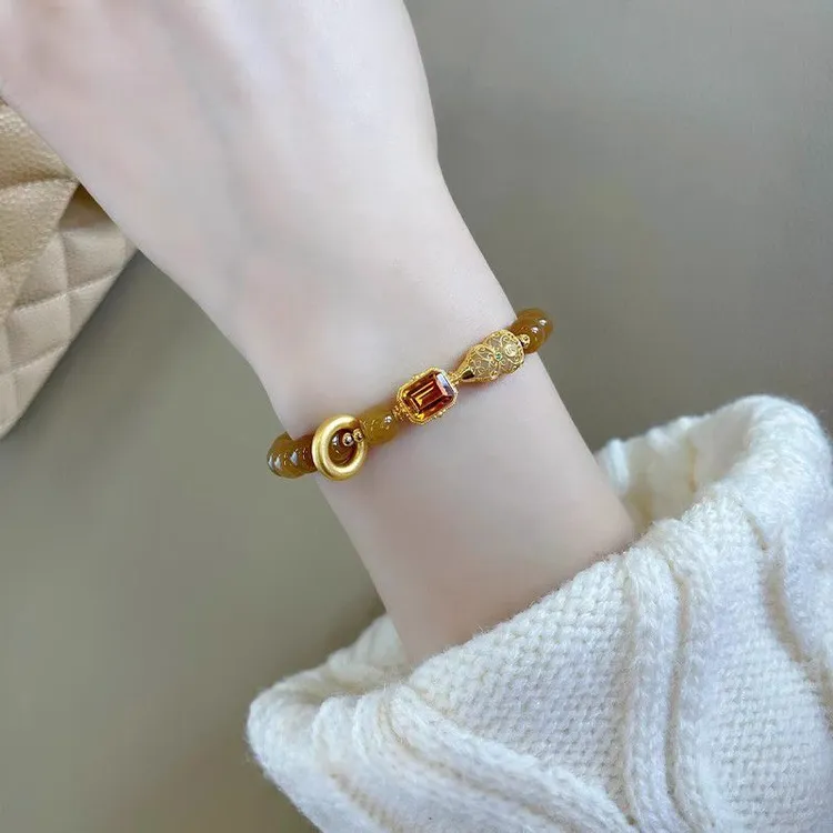 铜合金手链 黄色金色女新中式简约手串