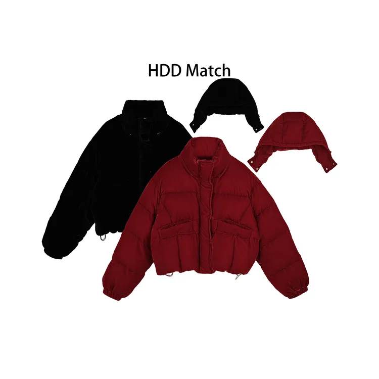 HDD- "优雅态度" 90白鸭绒  冬季女款连帽丝绒保暖羽绒服 Y9746 