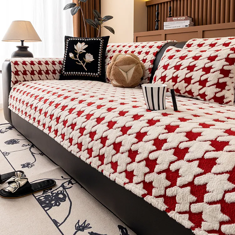 千绒冬季款沙发垫高级感防滑皮沙发坐垫子盖布巾秋冬保温沙发套罩