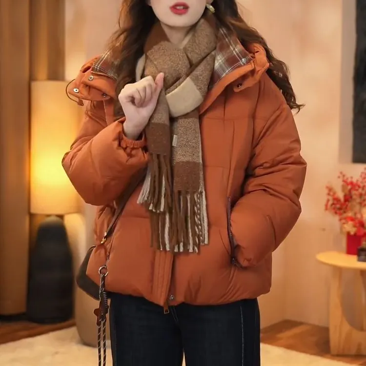 2025新款港风设计感宽松复古简约时尚女时尚减龄衣服棉服