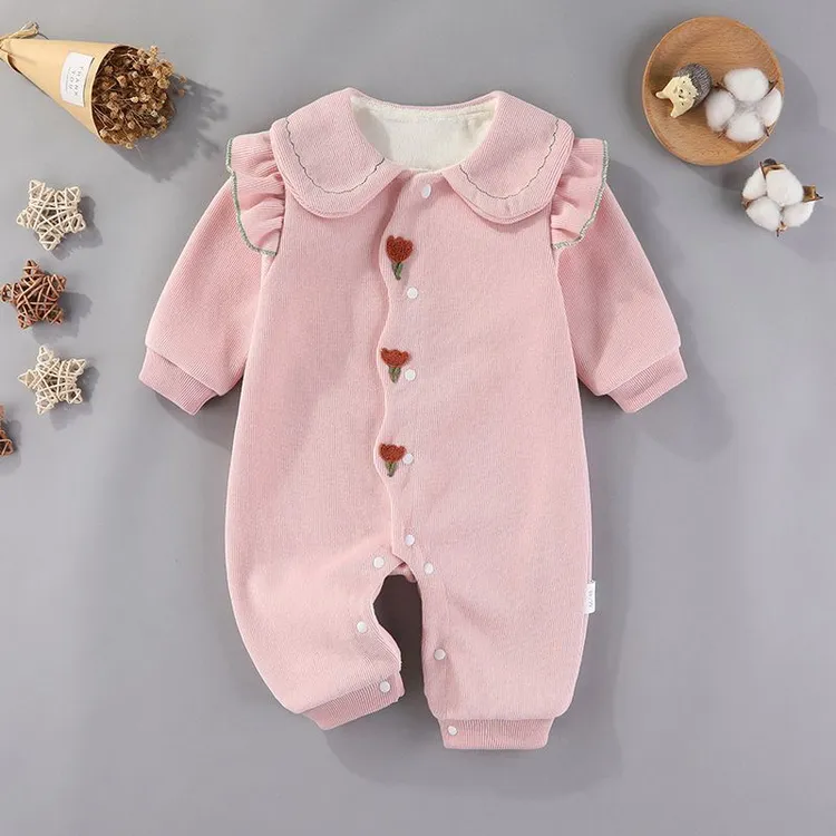 长袖连体衣公主风超萌可爱哈衣新生儿婴儿双层衣服婴儿公主连体衣