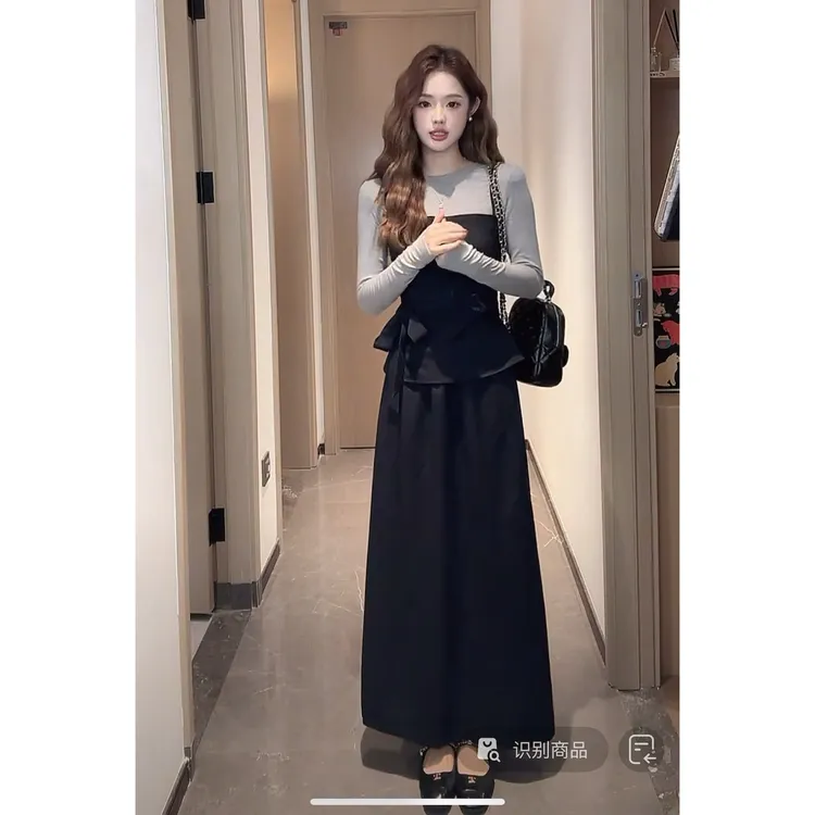 【暮色周末】秋季设计感小众显瘦简约上衣~精致吊带~半裙套装Y5268