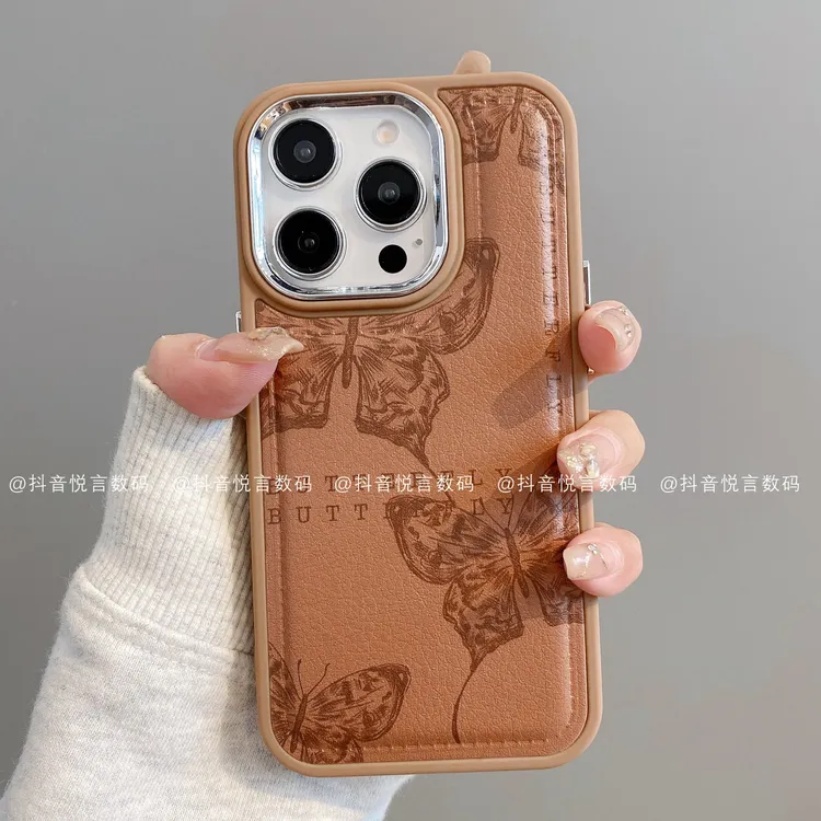 镜框鼓皮适用iphone16promax苹果15/14/13/12华为小米手机壳蝴蝶