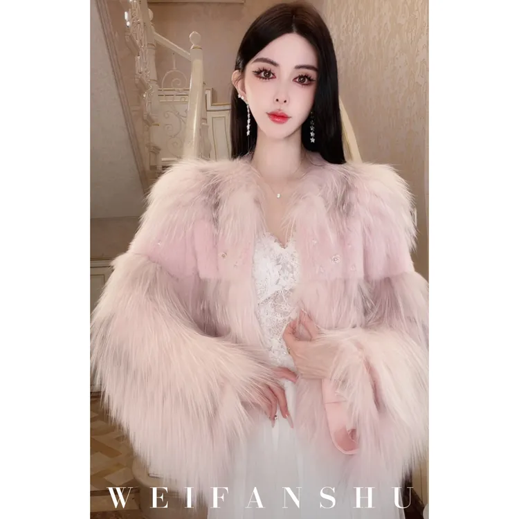 WEIFANSHU/魏凡舒【温柔暮色】进口大理石狐进口水貂天然皮草外套