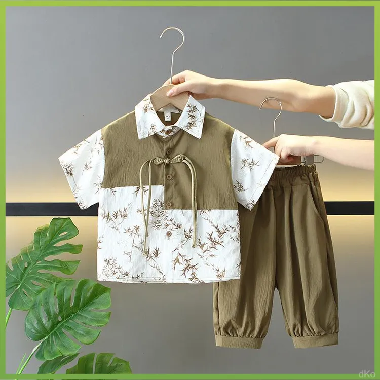 5岁男童夏天套装男童夏装套装新中式男童装夏季汉服套装2025新款