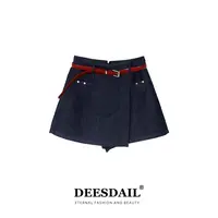 【312】DEESDAIL腰带牛仔口袋裙裤显瘦时尚短裙子K033直播