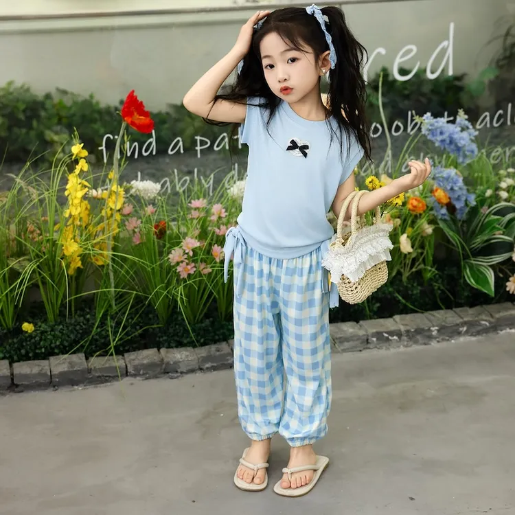 [99906]女童夏季套装2025新款洋气女孩运动儿童无袖背心两件童装