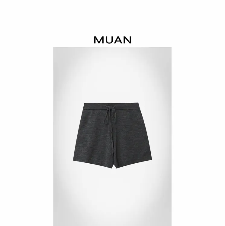 木岸MUAN：《剑桥小短裤》定制172克格雷系宽松针织短裤女DG3-127