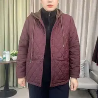 常规宽松型短款连帽中老年女装菱格百搭秋冬立领轻薄88B030