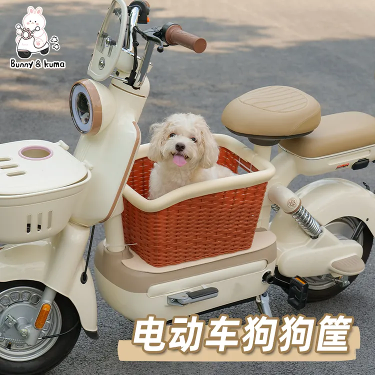 PD电动车带狗狗座椅收纳筐猫猫狗狗宠物筐通用大容量猫狗车篮