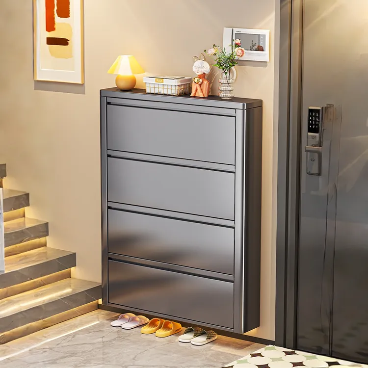 超薄翻斗鞋柜钢制家用门口收纳柜极窄一体靠墙入户门爆款鞋柜架