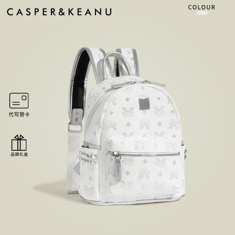 CASPER&KEANU高级感小众设计双肩包女2025新款通勤百搭大容量背包