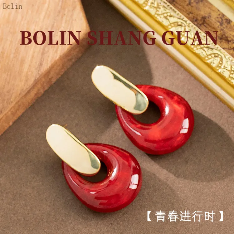 铜合金耳饰 鼎溢耳饰复古精致美拉德风镂空不规则耳坠耳环