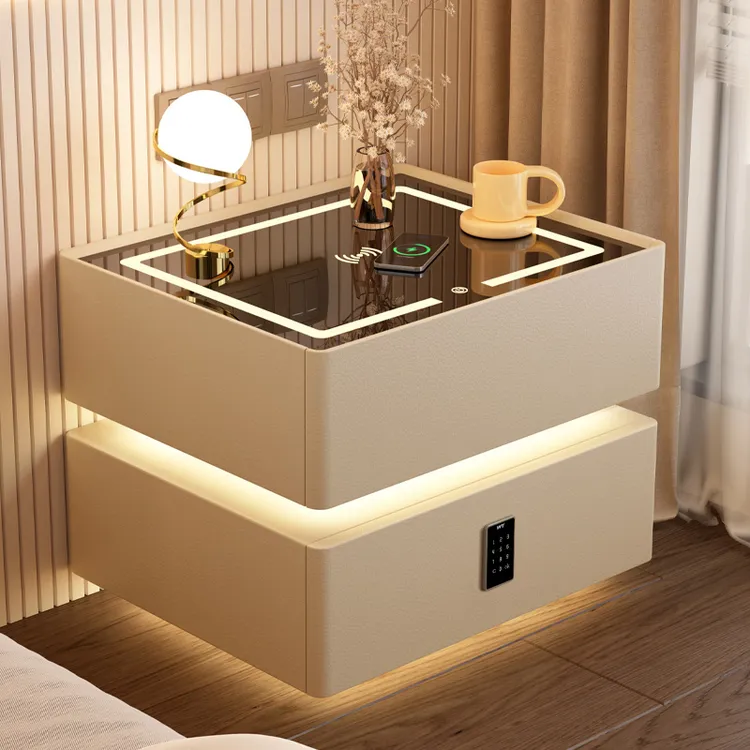 创意悬浮智能床头柜简约现代轻奢风高级感卧室带锁免安装床边柜