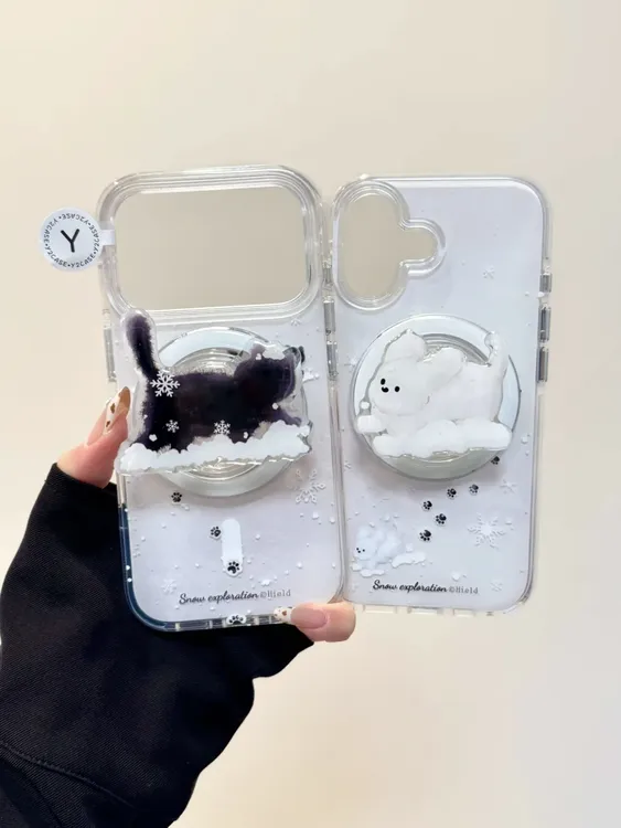 ins冬日猫爪小狗爪印磁吸适用苹果17promax16防摔IMD情侣手机壳