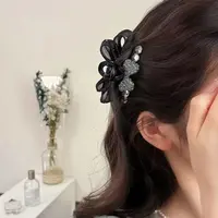 网红新款AB面蝴蝶结抓夹气质公主甜美刘海侧边夹半扎发鲨鱼夹2643