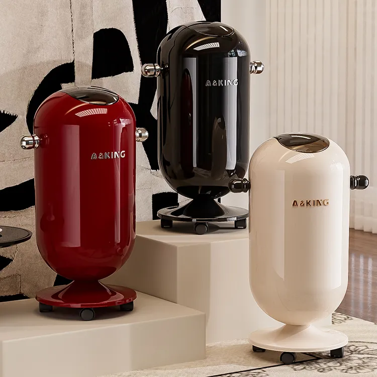 垃圾桶家用2025新款高档轻奢带轮可移动高脚客厅大容量创意卫生桶