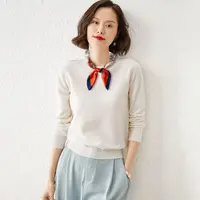 【送丝巾】羊毛圆领女式保暖羊毛衫 经典休闲简约款