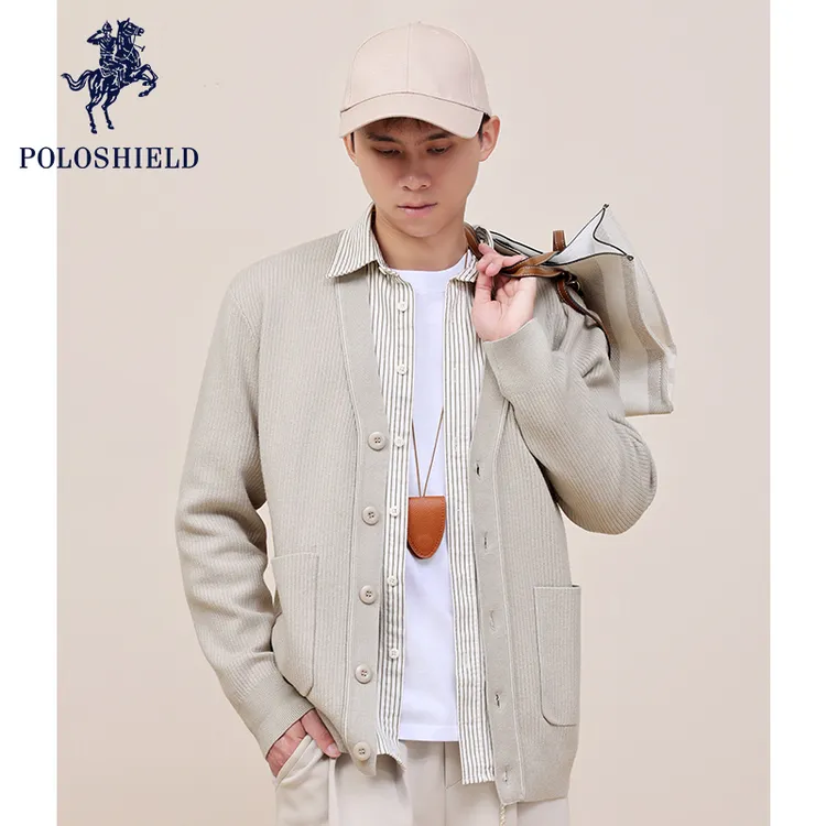 POLOSHIELD男士早秋针织开衫新款通勤外套男款春秋季男装宽松
