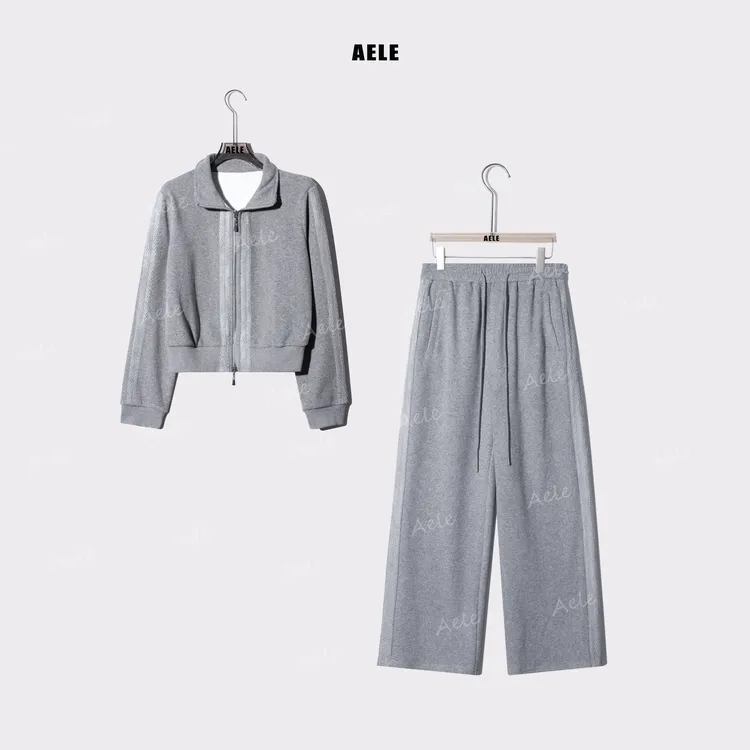 AELE气质立领净版拉链外套松紧腰休闲裤时尚套装 D855 3660 AD