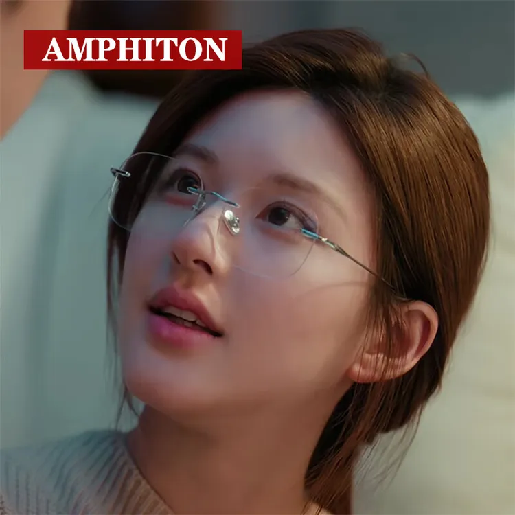 赵露思同款无框眼镜女超轻β钛贝塔钛纯欲无边框眼睛可配近视度数