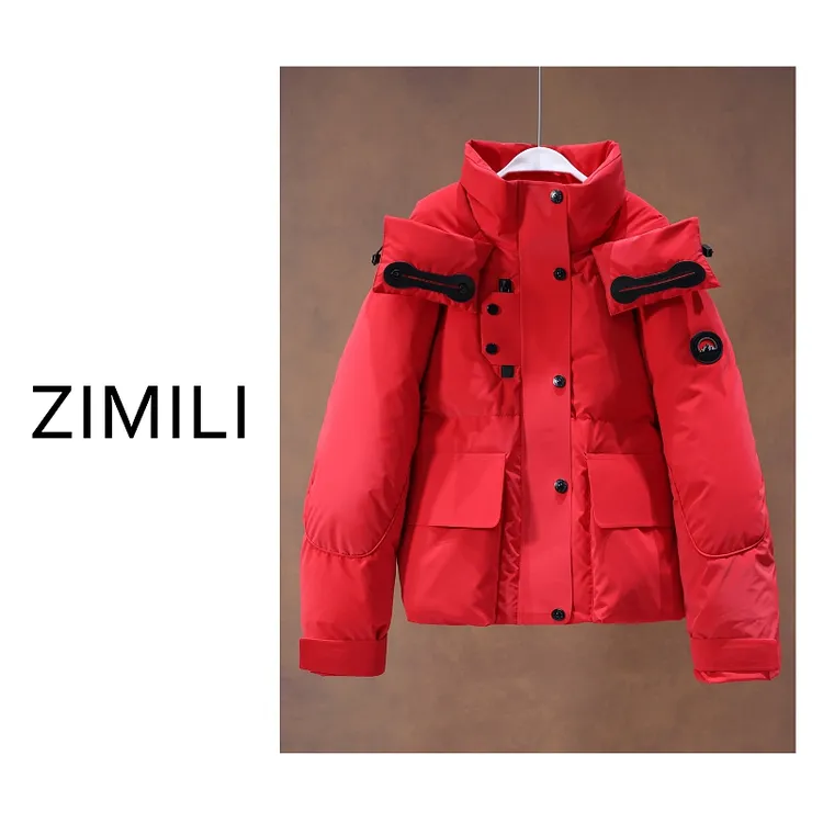 【亮哥欧货女装】冬季胭脂红户外轻运动90绒高蓬松加厚羽绒服26962