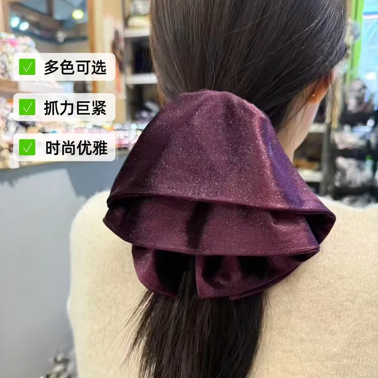 韩国进口黑色细闪丝绒蝴蝶结抓夹女后脑勺鲨鱼夹发饰显发量马尾夹