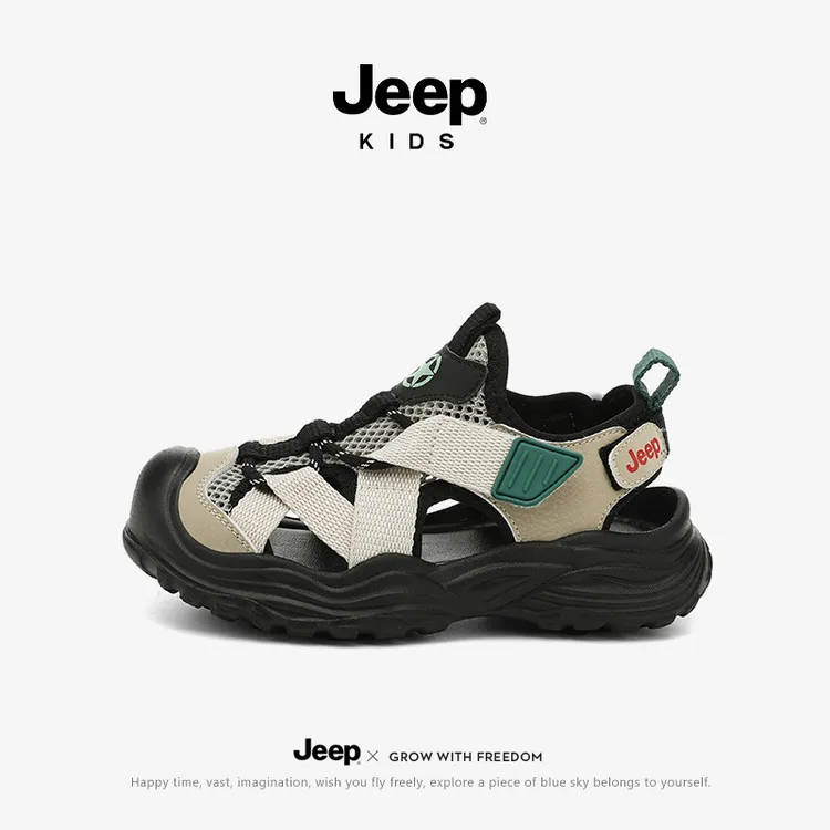 jeep男童凉鞋2025新款夏季户外防滑儿童溯溪鞋女童包头运动沙滩鞋