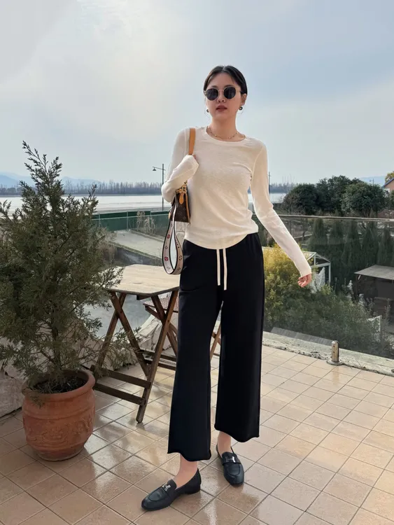 海维恩秋季升级版2.0时髦小破裤3331显瘦微喇慵懒舒适直筒女裤