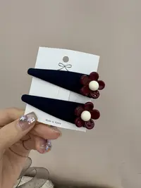 红色小花布艺拜拜夹夹里力紧