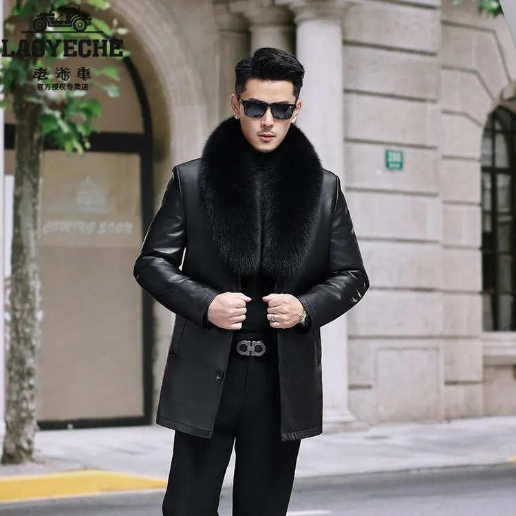 老爷车正品头层山羊皮真皮男士皮衣高档大码秋冬季男装绵羊皮外套