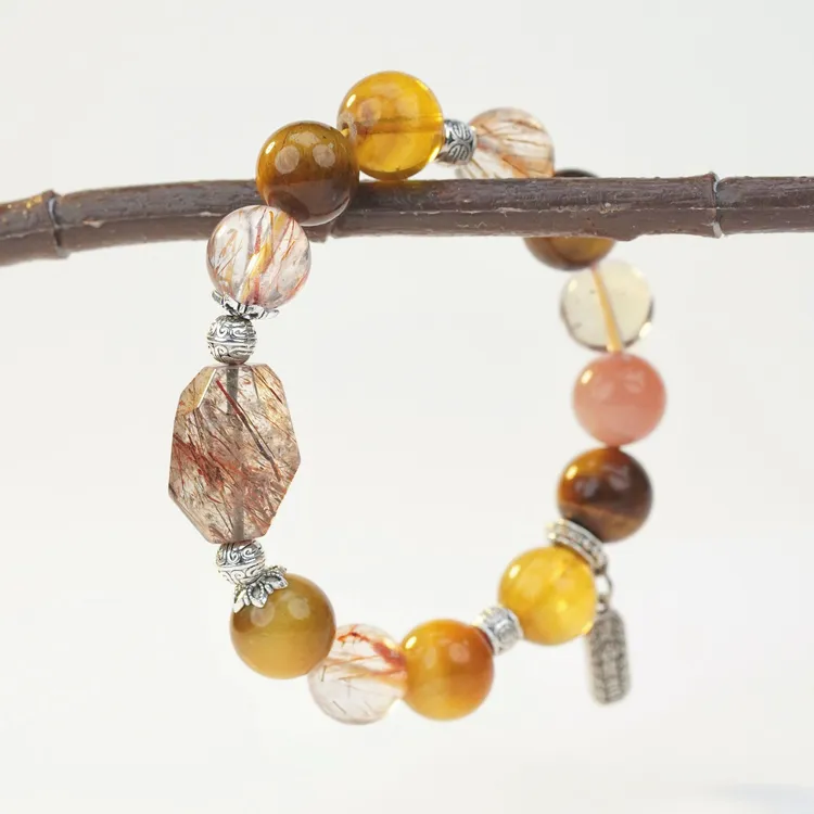 河图洛·「金玉满堂」黑金超七黄虎眼金虎眼黄水晶手串【多样性发其一