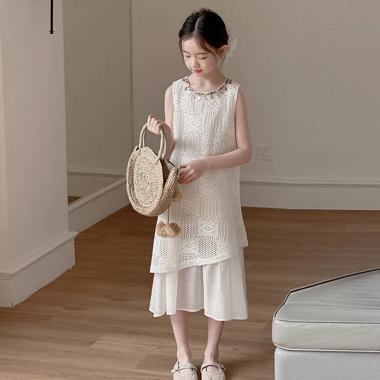女童无袖连衣裙夏季2025新款儿童波西米亚背心裙女孩长儿童连衣裙