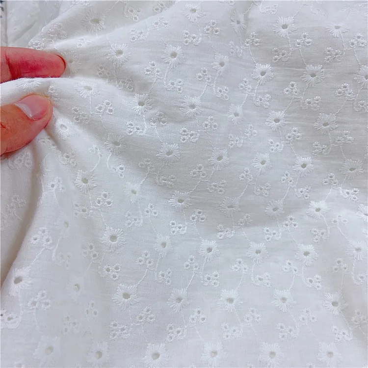 新款批发水溶棉布花边镂空绣花面料 135cm童装服装服饰配饰面料布