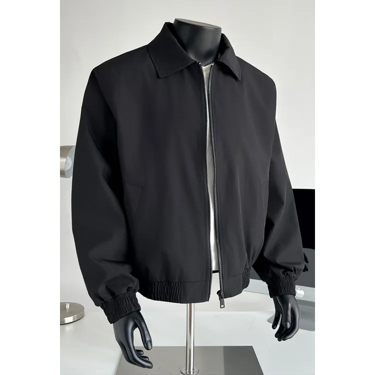 黑色cleanfit短款夹克男生春秋三防翻领美式休闲飞行翻领痞帅外套
