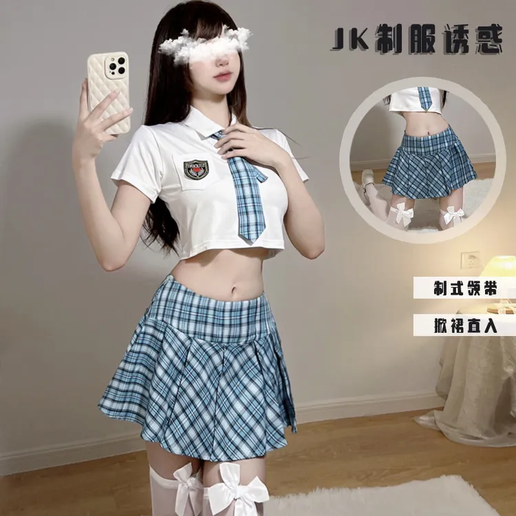 日系甜美JK学院风制服露腰套装纯欲水手服显瘦白色性感夏季学生